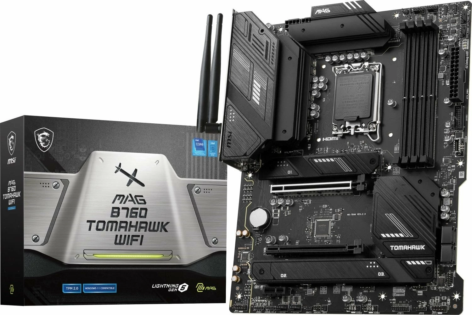 Pllakë amë MSI MAG B760 TOMAHAWK WIFI, ATX, Wi‑Fi 6E, Bluetooth 5.2, 2.5G LAN