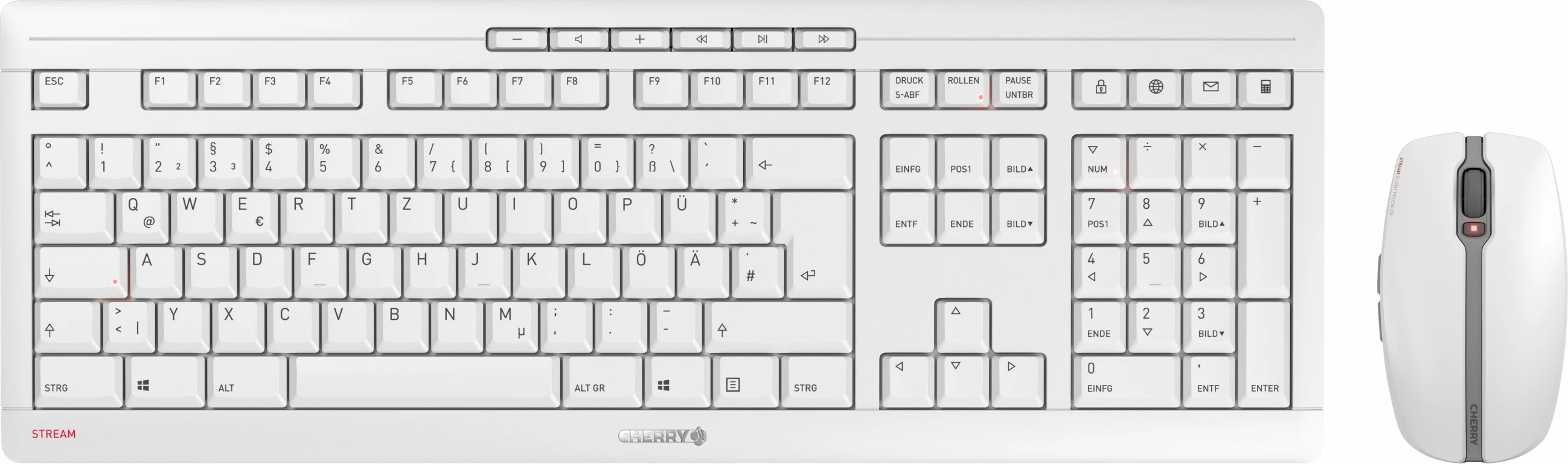 Set tastierë dhe maus Cherry Stream Desktop Recharge, Wireless, QWERTY, Gri