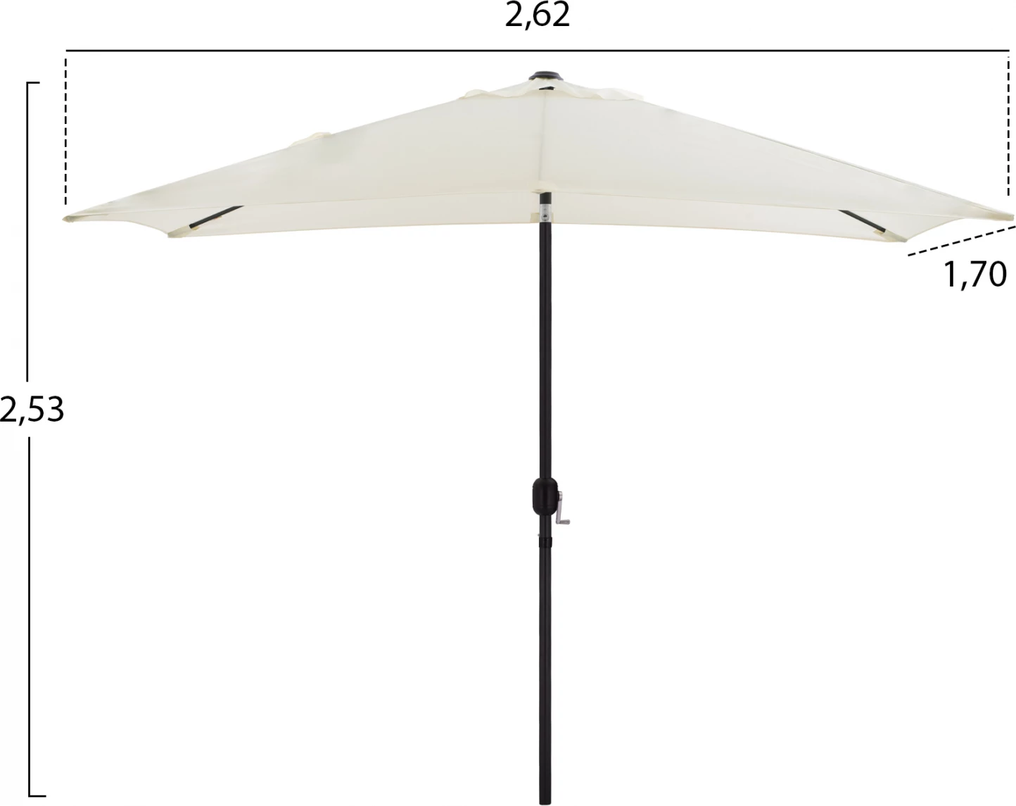 Set për terasë 8 pjese, tavolinë 150x90, karrige të palosshme dhe ombrellë, gri bezhë, FH11480