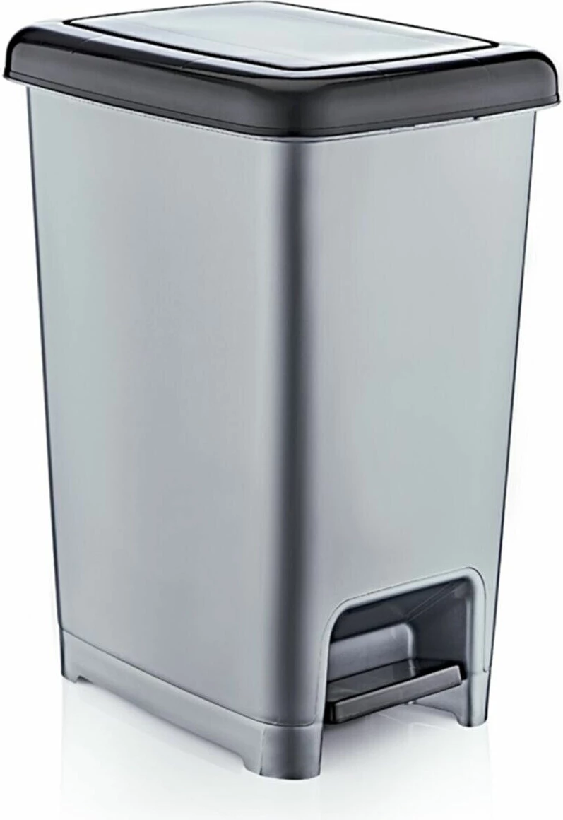 Kosh metali me pedal, ngjyrë gri dhe e zezë, Hermia Concept, 22.5x31x39.9cm