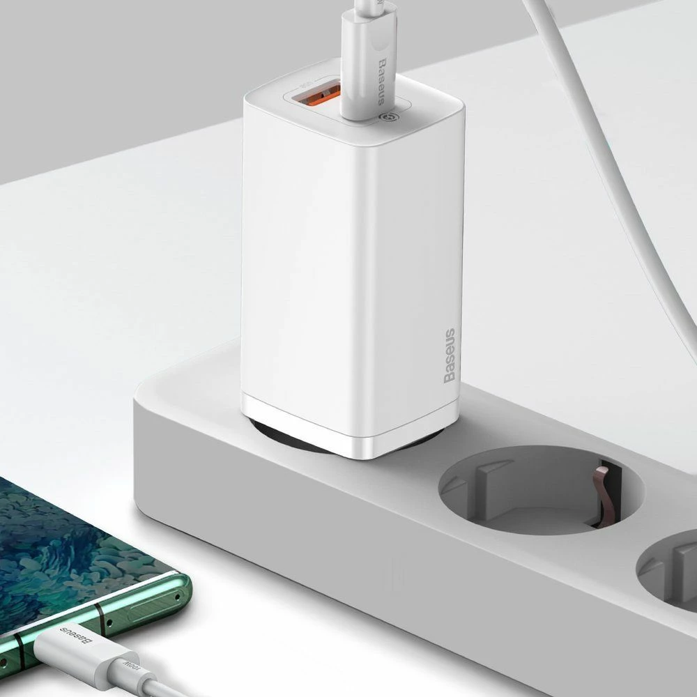 Karikues muri Baseus GaN2 Lite CCGAN2L-B02 65W 1x USB-C + 1x USB-A i bardhë