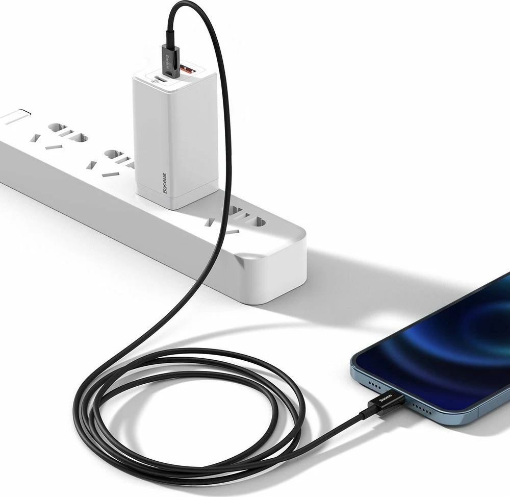 Kabllo USB-C - Lightning Baseus Superior BSU2666BLK, 1 m, PD 20 W, 480 Mbps, e zezë, 1 copë