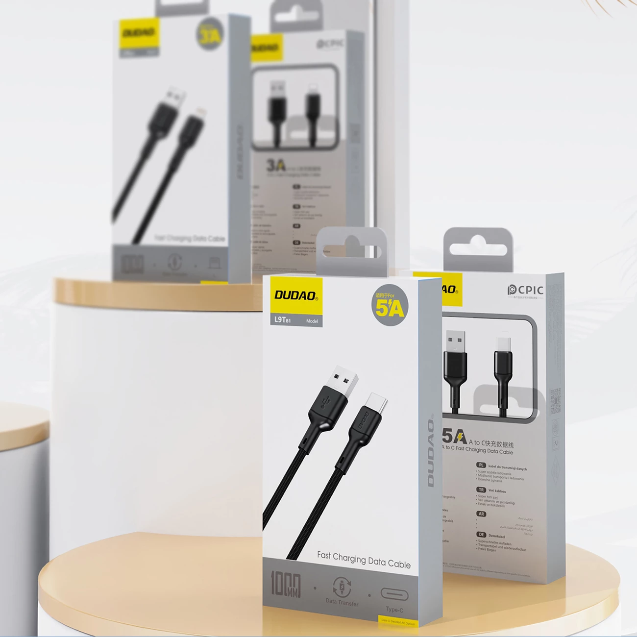 Kabllo Dudao L9T USB-A në USB-C, 1m, 5A, e zezë