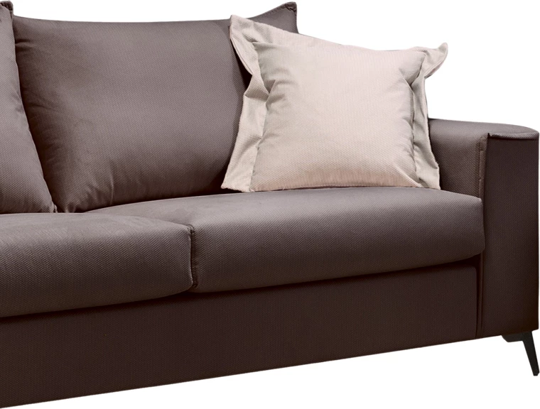 Divan Verona 3-ulës, ngjyrë gri e errët, me jastëkë bezhë, 225x93x100 cm