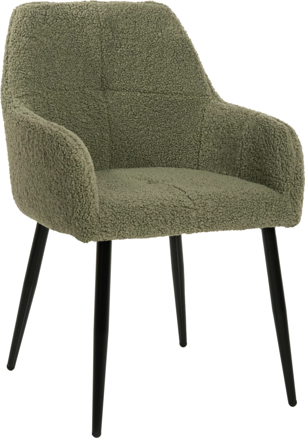 Karrige SHELLY FH8591.03 me pëlhurë TEDDY në ngjyrë fistik- këmbë metalike të zeza 57x55x87Hcm., set prej 2 copë