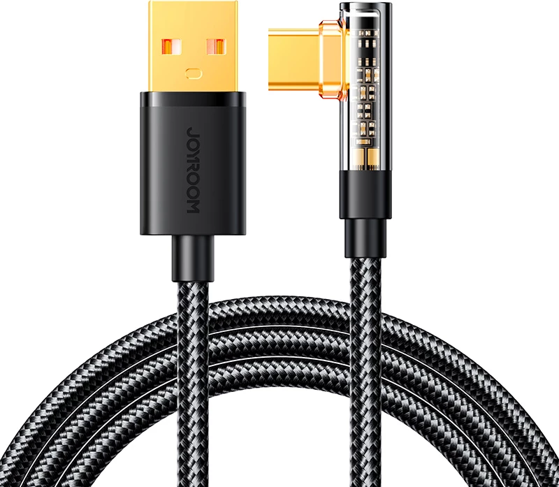 Kabllo USB-C me kënd 90°, Joyroom S-UC027A6, 1.2m, 3A, e zezë