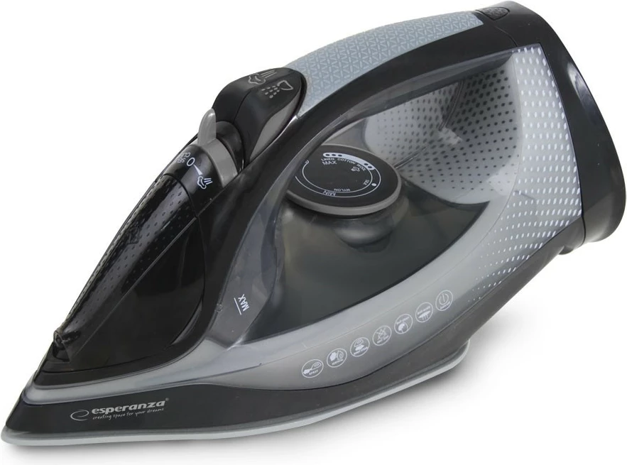 Hekur me avull wireless, Esperanza Satin, 2600 W, pllaka qeramike, depo uji 300 ml, zi/gri