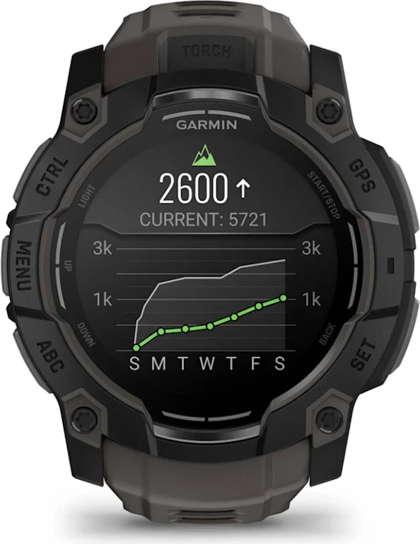 Smartwatch Garmin Instinct® 3 AMOLED, Black with Charcoal Silicone Strap, 50 mm