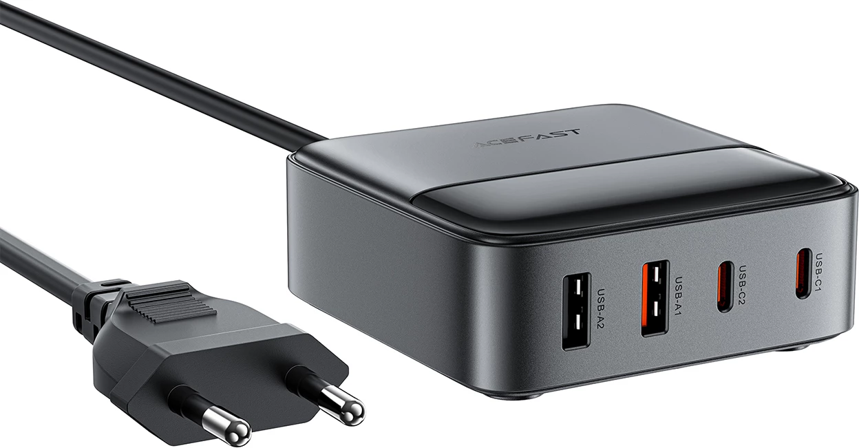 Karikues desktop Acefast Z6, 65W, 2x USB-A, 2x USB-C, me ekran, i zi