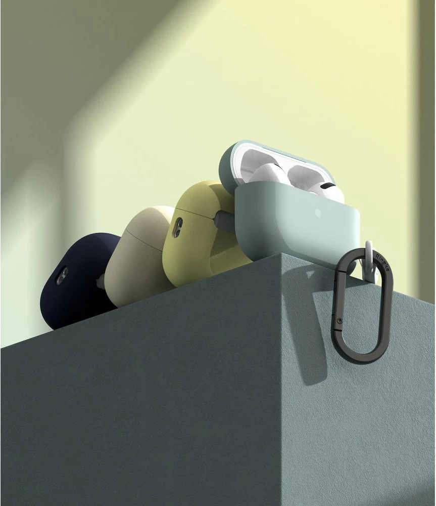 Mbështjellës Ringke për AirPods Pro/Pro 2, Silikon, i gjelbër, me karabiner