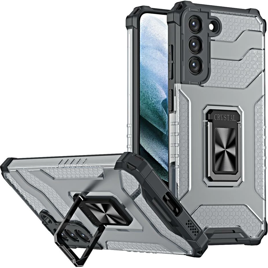 Mbështjellës Hurtel Crystal Ring Case për Samsung Galaxy S22+, i zi