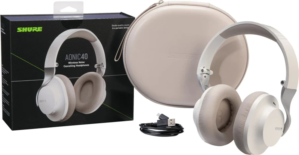 Kufje Shure Aonic 40, Bluetooth, USB Type-C, të bardha