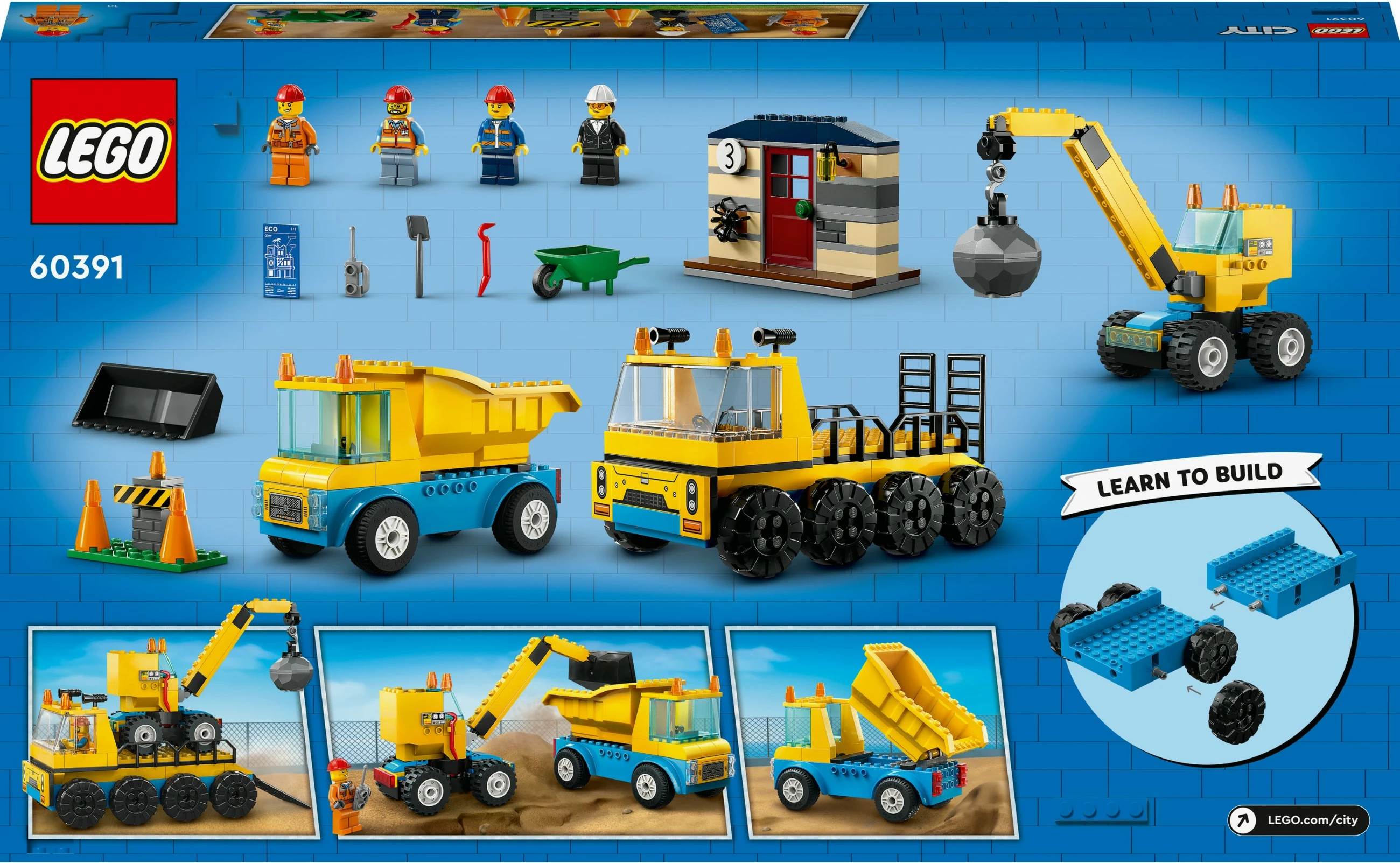 Set ndërtimi LEGO City Kamionë ndërtimi dhe Vinç me Top Demolimi, 235 copë, shumëngjyrësh