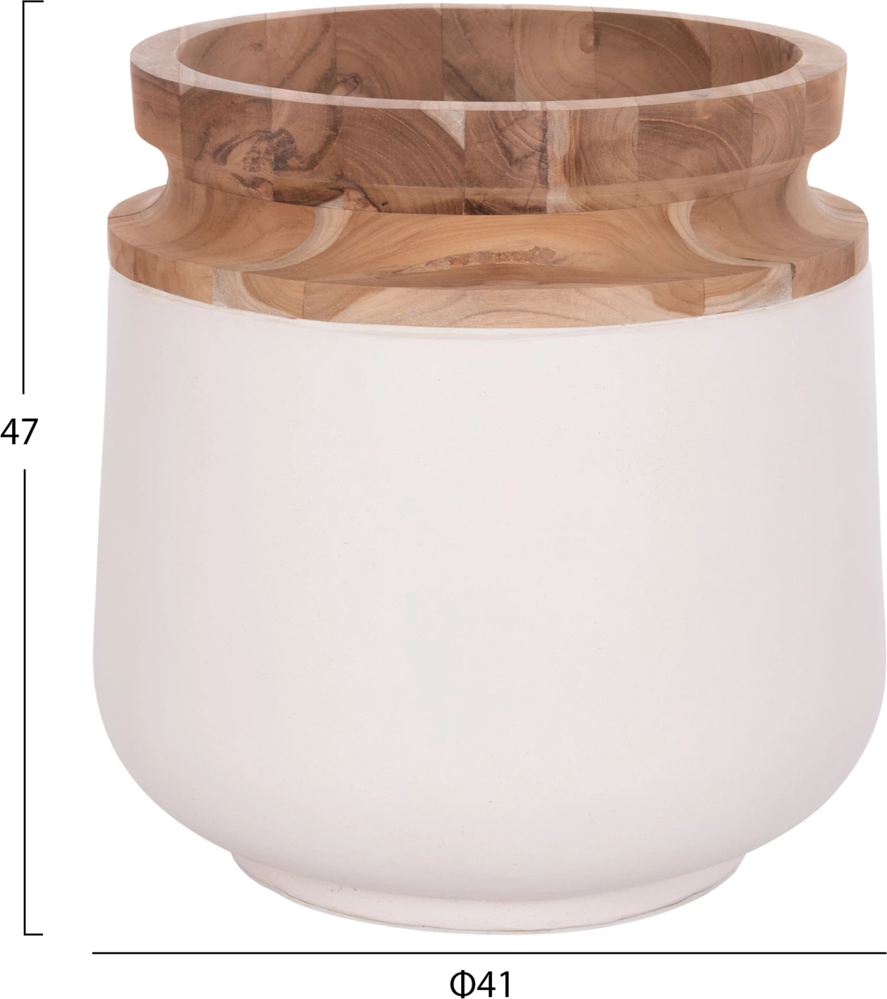 Vazo dekorative për dysheme, LINTER FH4662.02L, fibër-cement, ngjyrë e bardhë, dru tik, 41x47cm