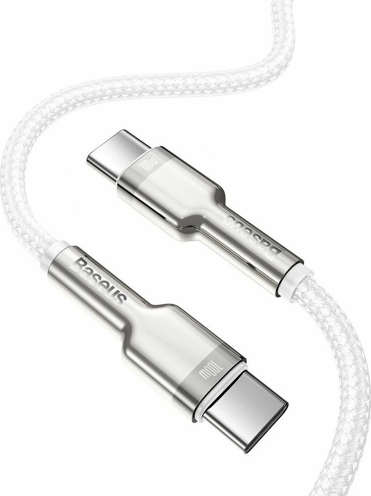 Kabllo USB-C Baseus PD 100W 2 m, USB-C në USB-C, USB 2.0, 480 Mbps, e bardhë