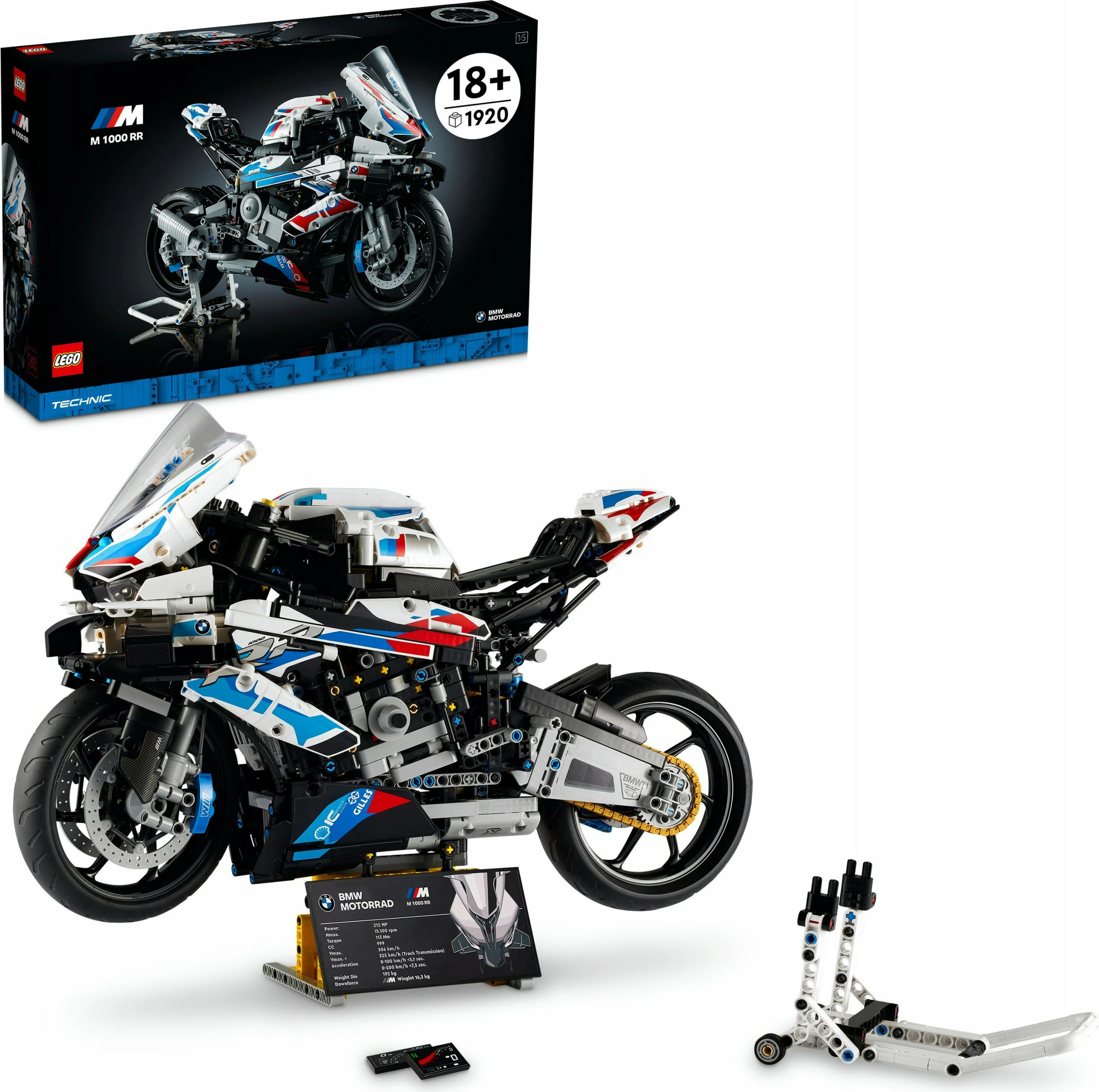 Set ndërtimi LEGO Technic BMW M 1000 RR, 1921 pjesë, shumëngjyrësh