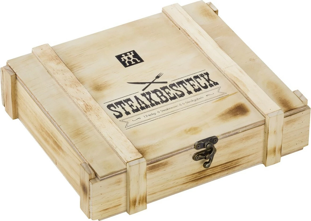 Set biftekësh Zwilling 12 copë, çelik inox, kuti druri