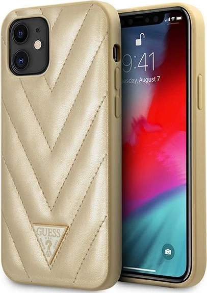 Mbështjellës Guess GUHCP12SPUVQTMLBE për iPhone 12 mini 5.4", V-Quilted, Gold