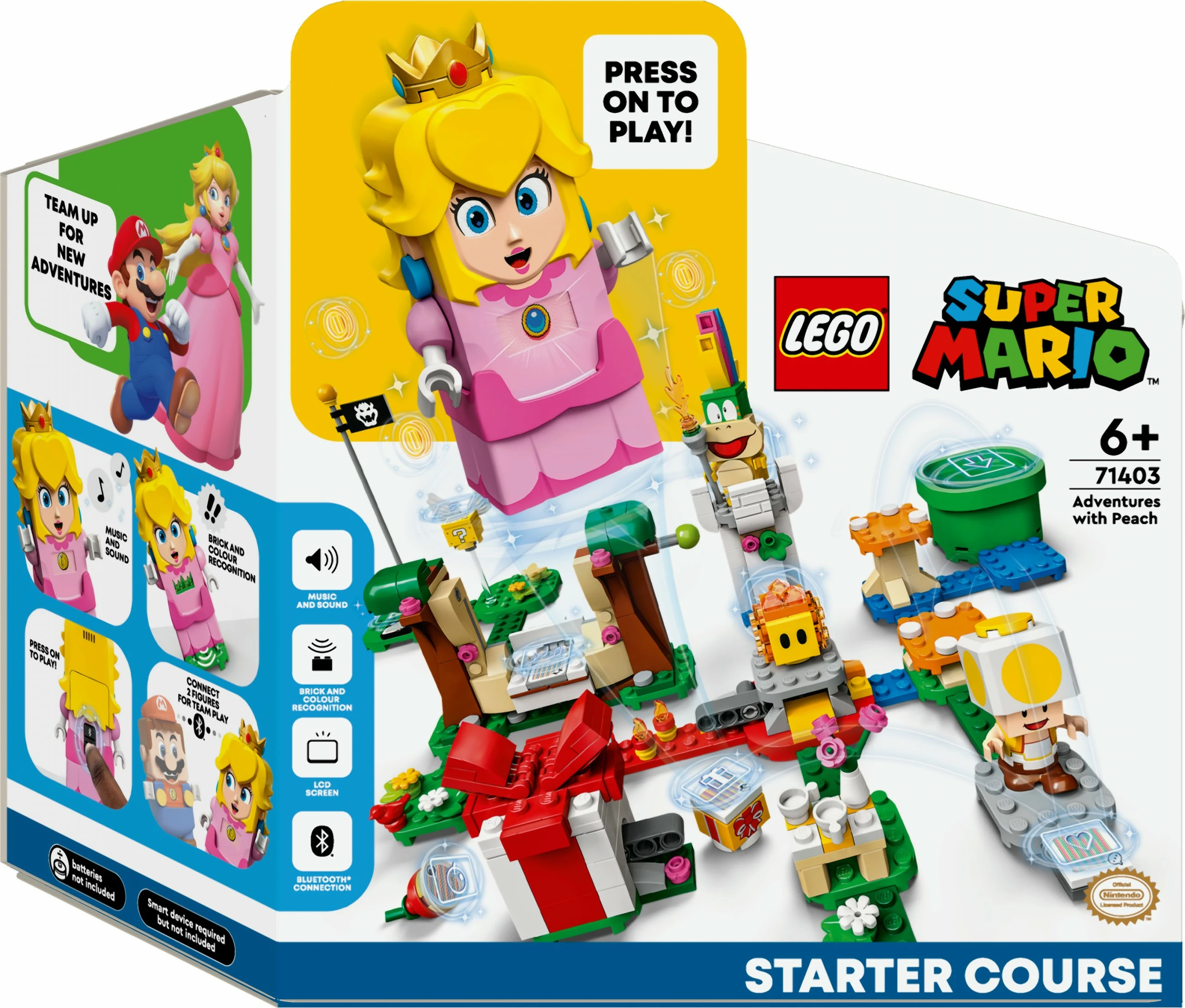 Set ndërtimi LEGO Super Mario 71403, Aventurat me Peach, figurë interaktive, shumëngjyrëshe