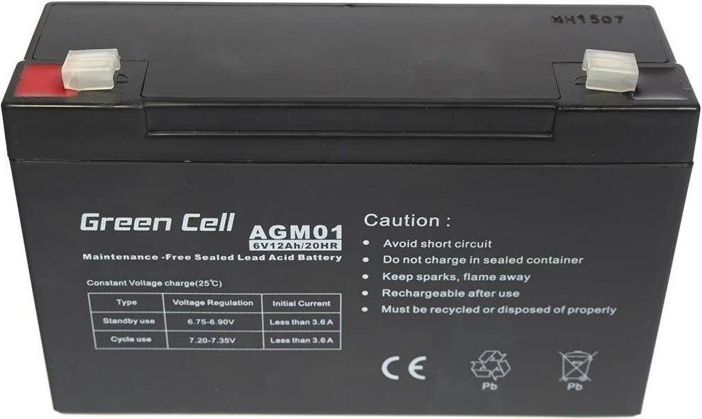 Bateri Green Cell AMG,  6V, 12Ah, e zezë 
