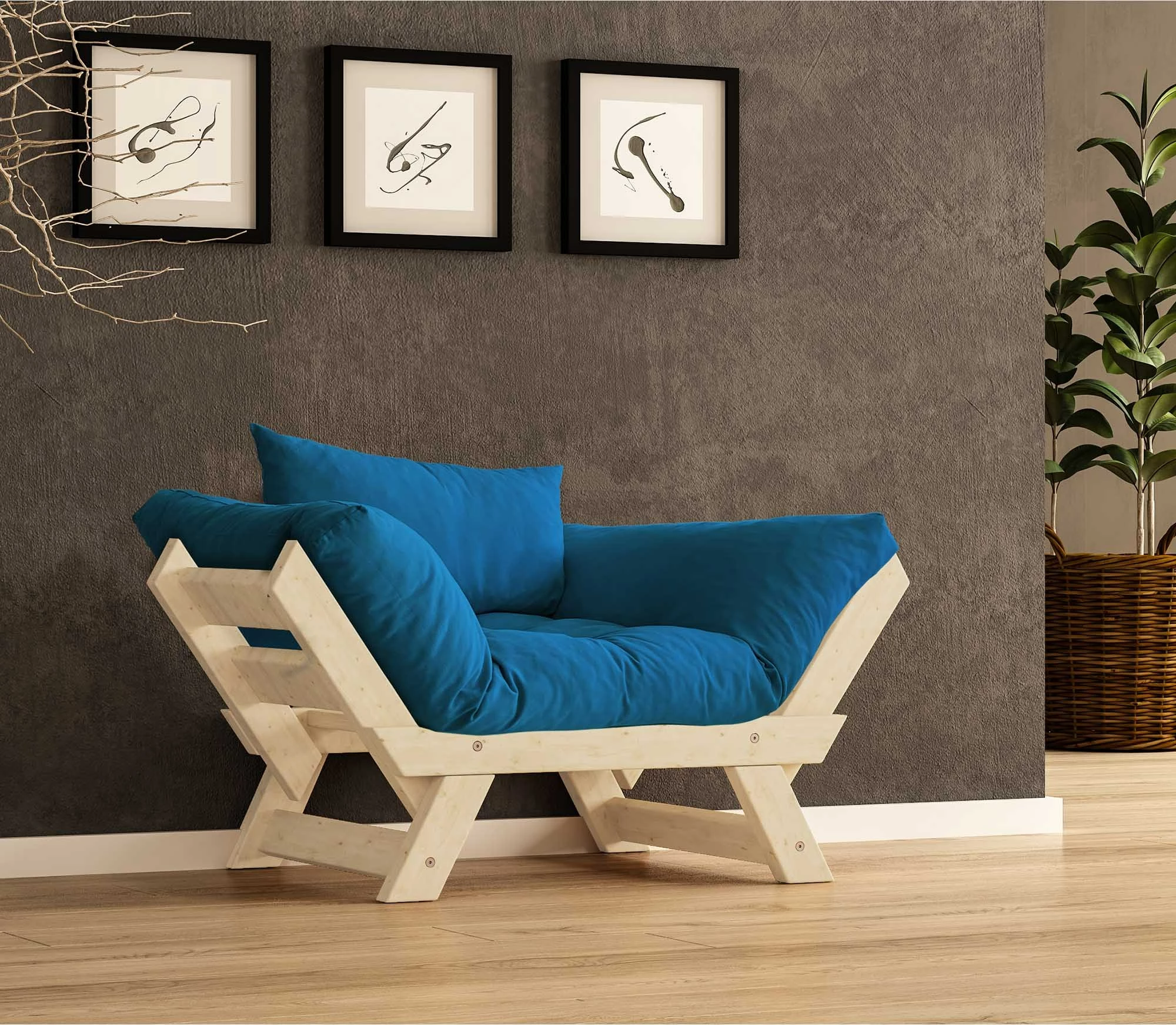 Karrige për kopsht, një vend, Skye Decor, CPT8146-140, ngjyrë natyrale dhe blu