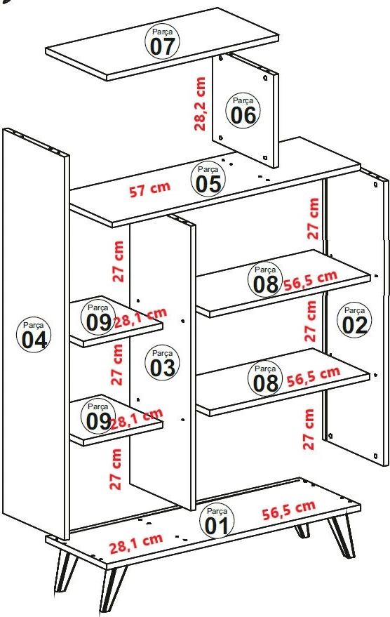 Raft librash Hanah Home, formë moderne, ngjyrë e bardhë