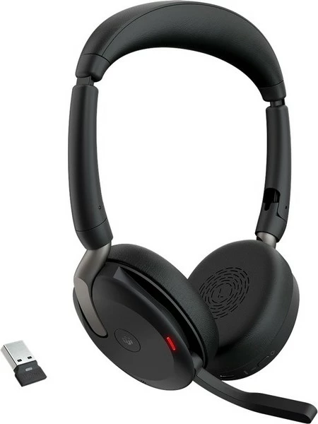 Kufje Jabra Evolve2 65 Flex, Link380a MS Stereo, Ngarkim pa tela, E zezë
