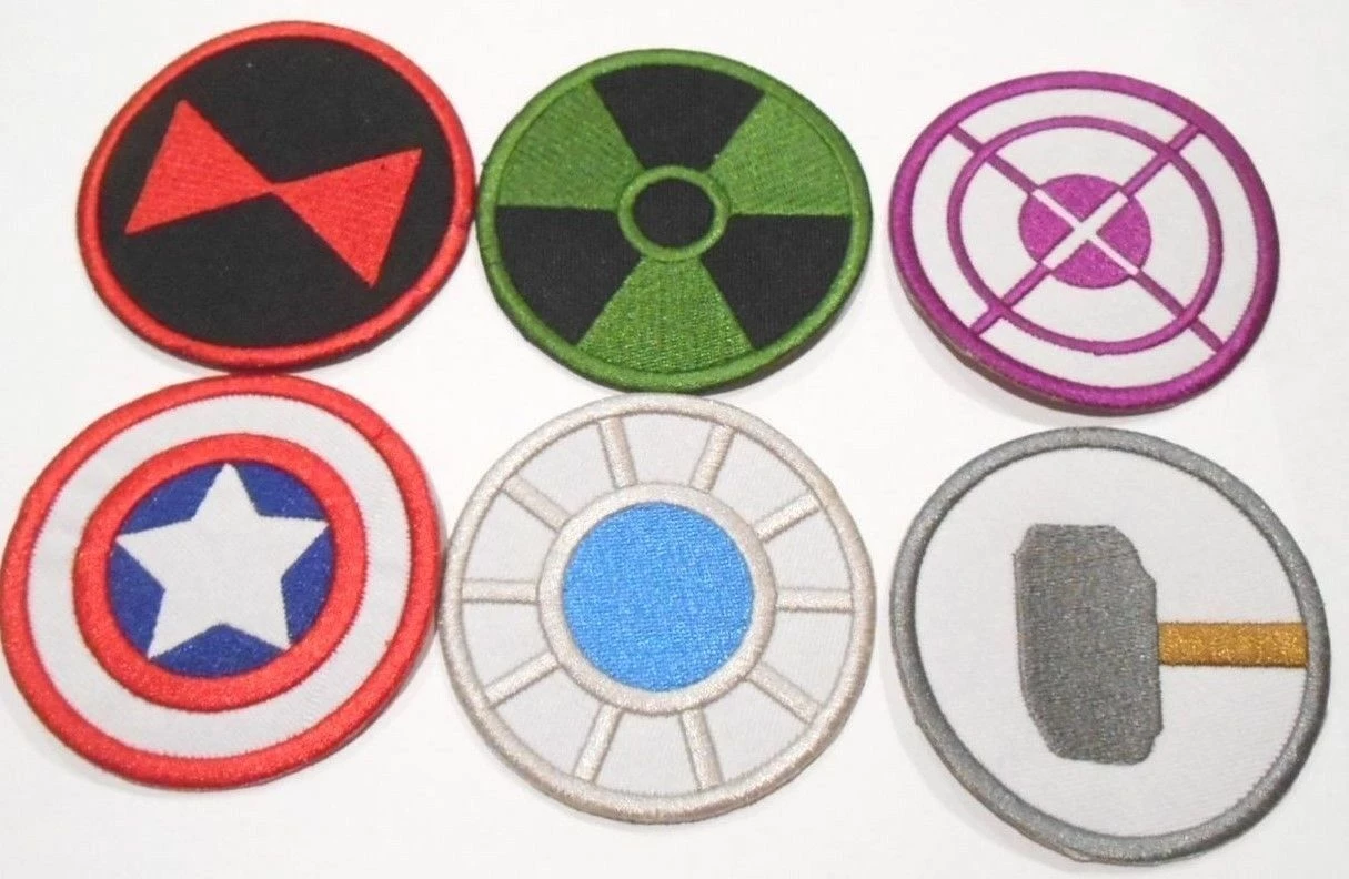 Set patch të qëndisur Marvel Avengers, Square Enix, 6 copë, 7.6 cm