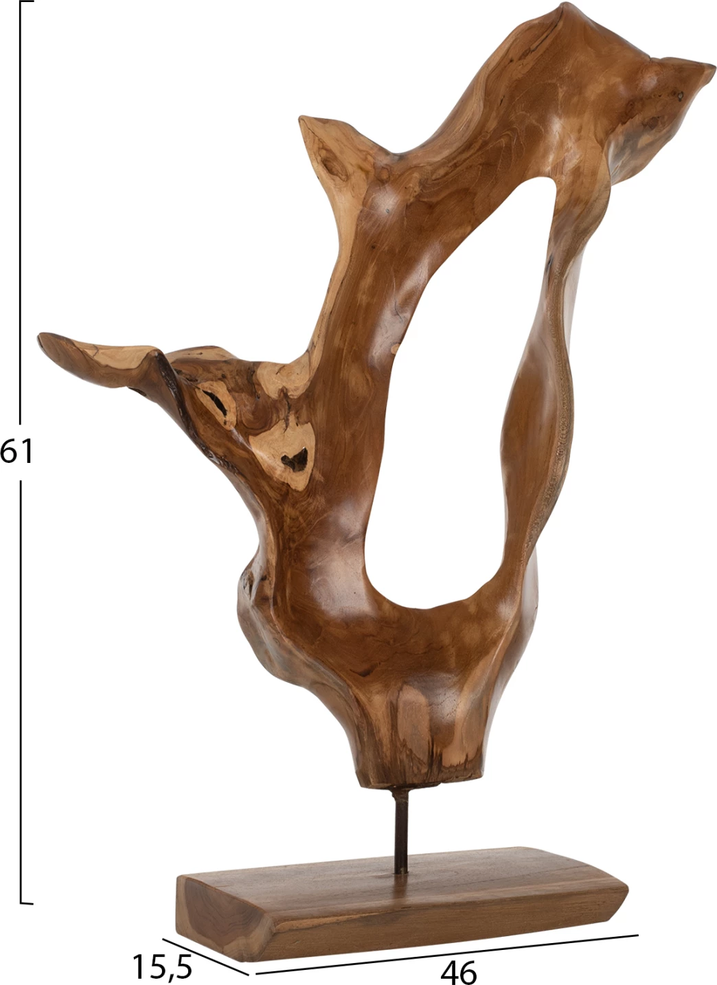 Dekor për tavolinë FH7713, dru tik i fortë, natyral, 26x16x70 cm