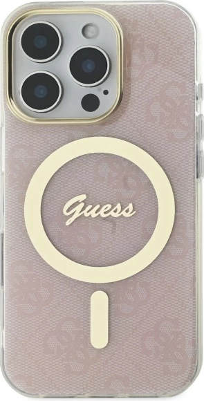 Mbështjellës Guess IML 4G MagSafe për iPhone 16 Pro, Rozë