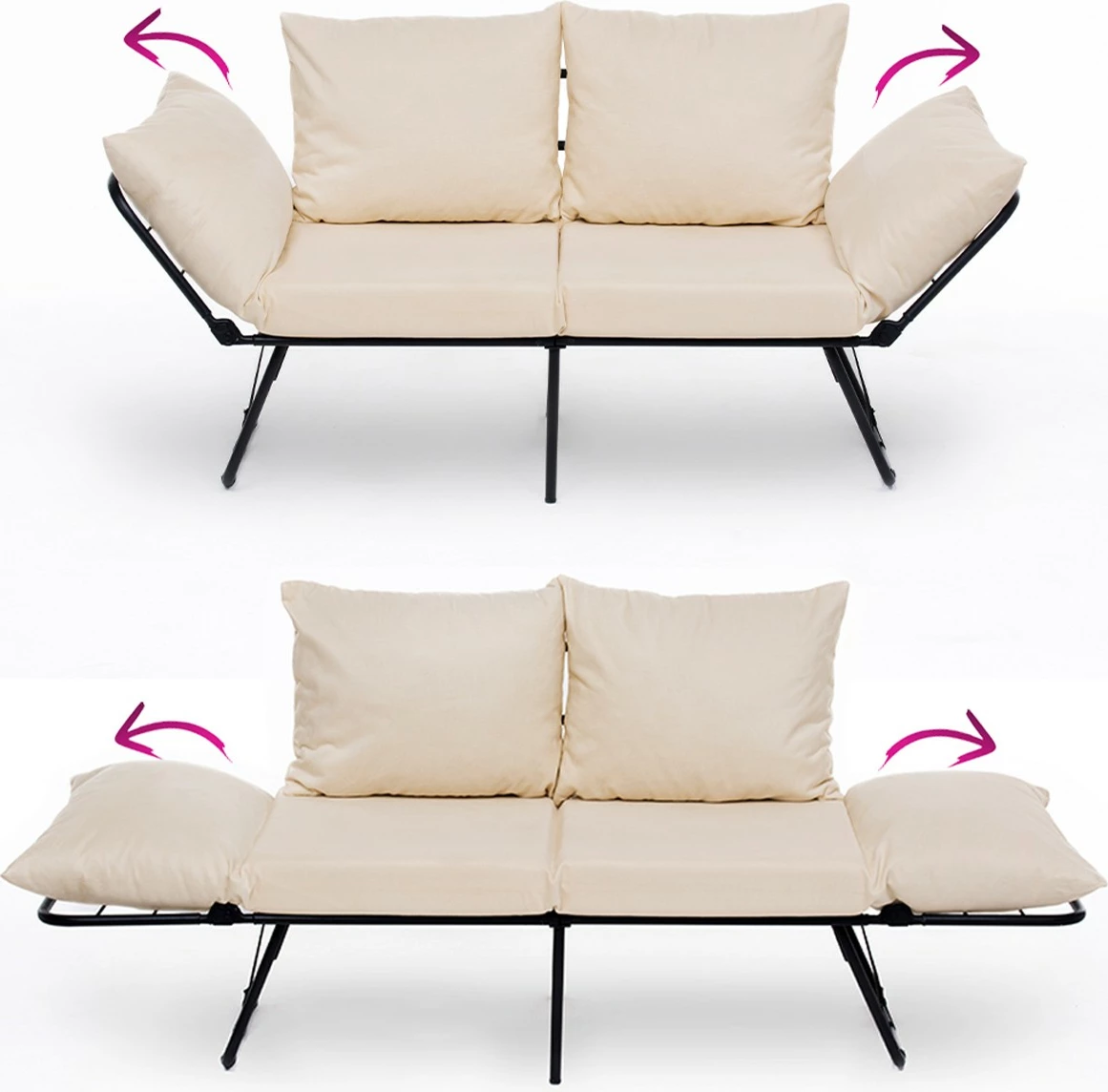 Divan-krevat dy ulëshe, Atelier del Sofa, Viper, ngjyrë krem e çelët