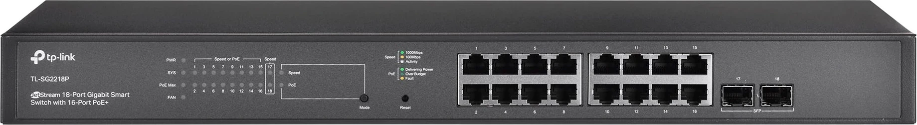Switch Inteligjent TP-Link JetStream me 18 Porta Gigabit dhe 16 Porta PoE+