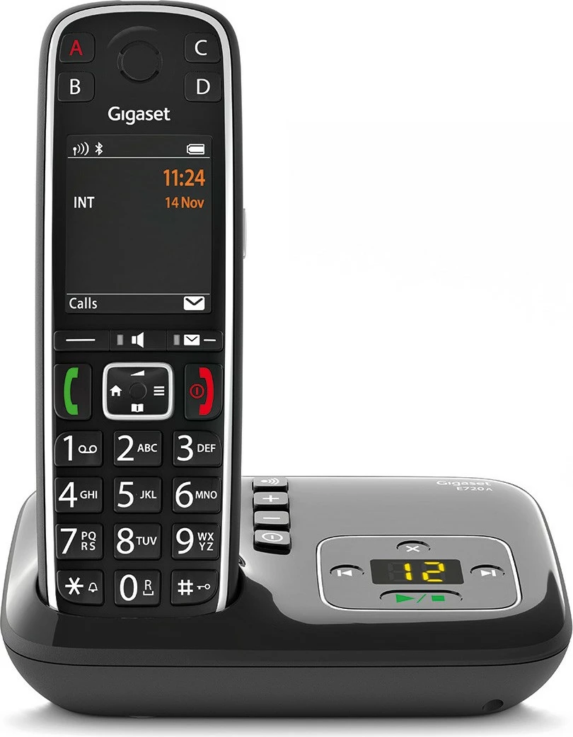 Telefon Gigaset E720A, Analog/DECT, Mbajtës pa tela, 200 kontakte, ID thirrësit, SMS, e zezë