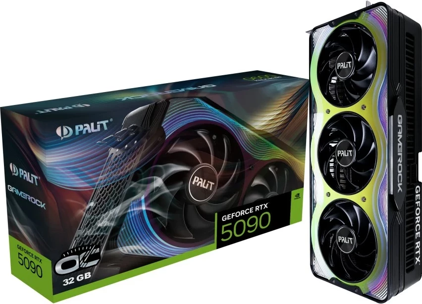 Kartelë grafike Palit GeForce RTX 5090 GameRock OC, 32 GB GDDR7, e zezë