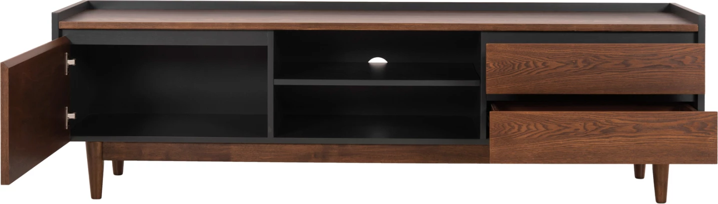 Dollap TV VEEN MDF me finiturë arre, ngjyrë arre dhe gri e errët, 170x40x50 cm