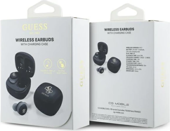 Kufje Bluetooth Guess GUTWSJ144ESK TWS me stacion karikimi, e zezë