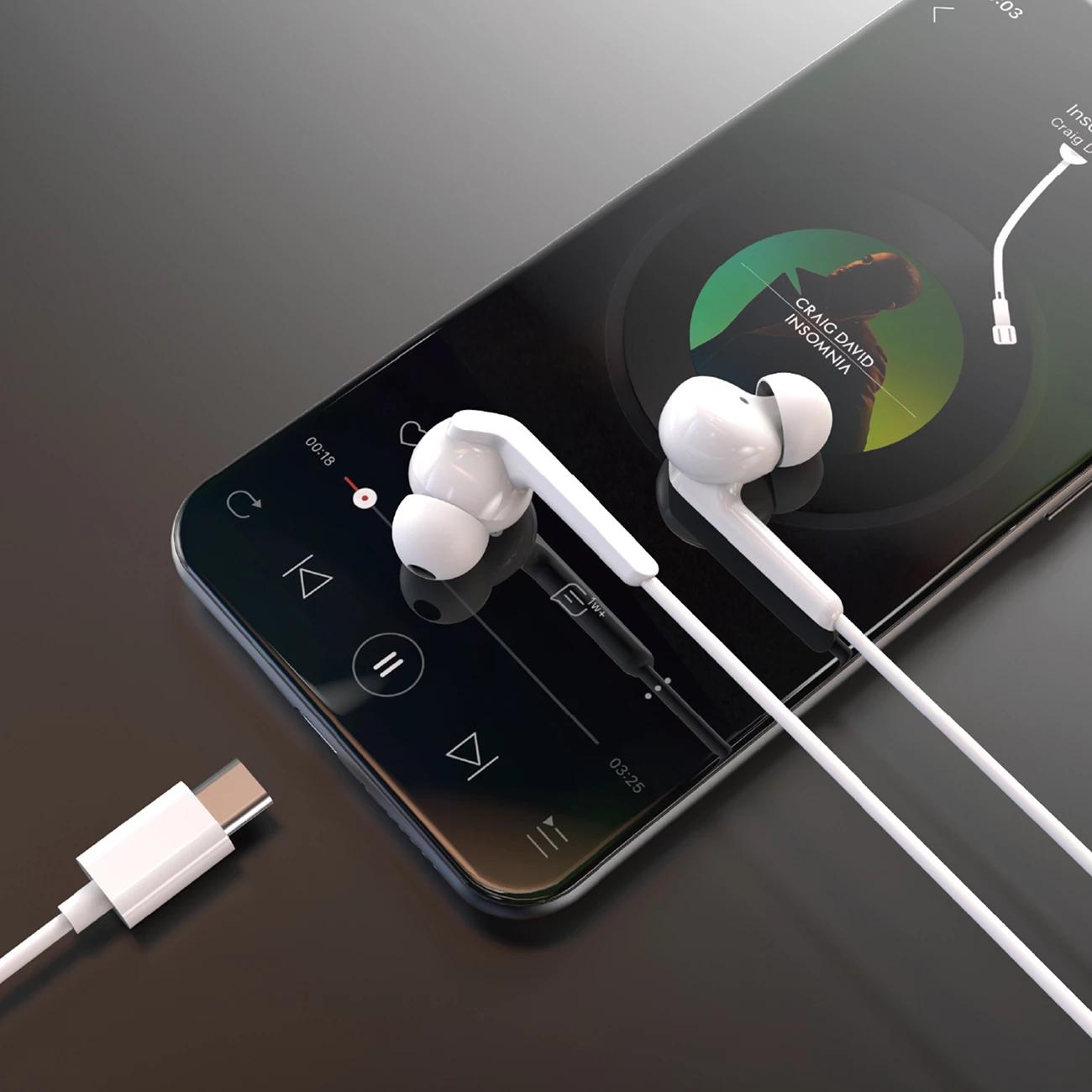 Kufje në vesh me kabllo USB-C, Dudao, X3C+, 1.2 m, kontroll në kabllo, të bardha