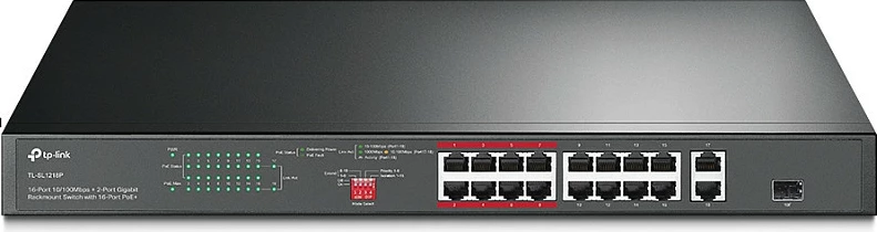 Switch TP-Link TL-SL1218P 16-portë Gigabit PoE, i zi