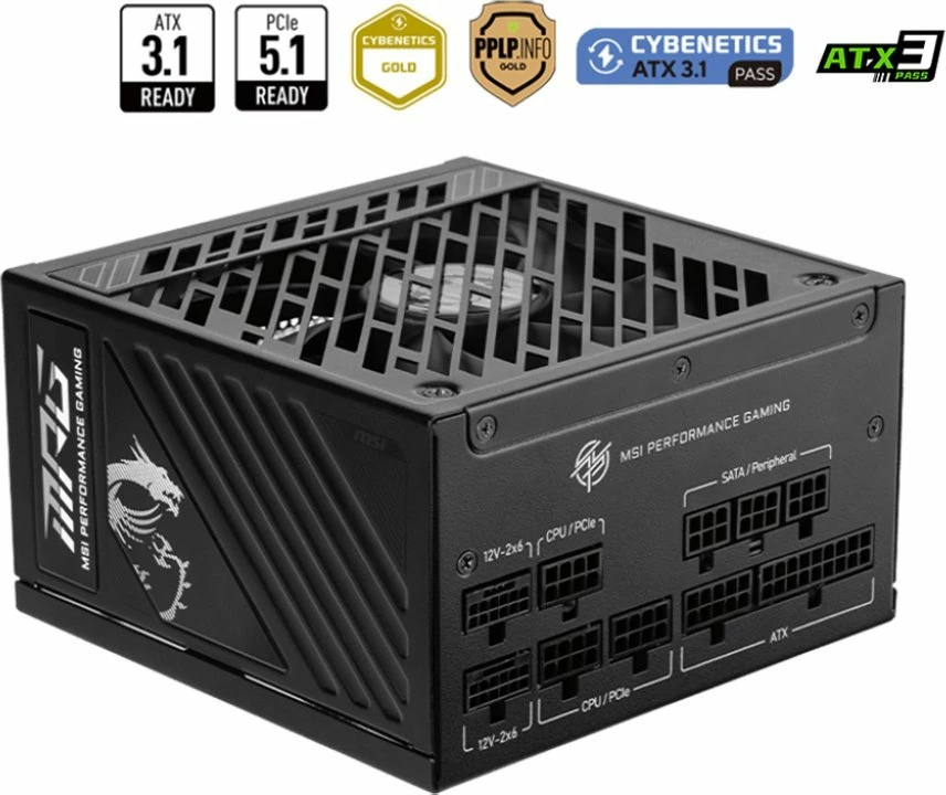 Furnizues rryme MSI MPG A1000GS PCIE5 1000W ATX 3.1 80 Plus Gold full modular, zi