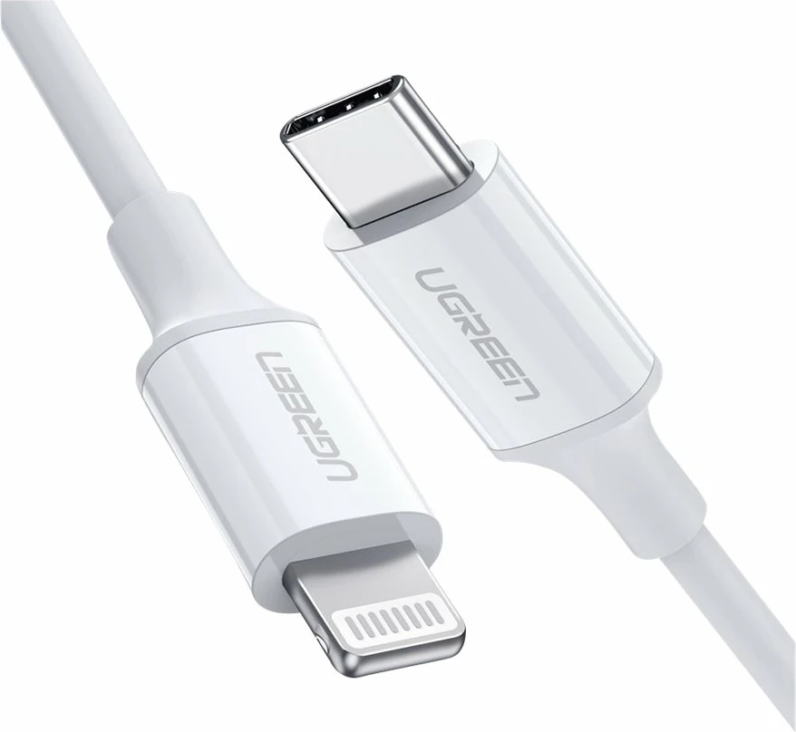 Kabllo Ugreen USB-C në Lightning 1m, e bardhë
