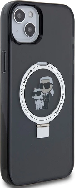 Mbështjellës Karl Lagerfeld Ring Stand Karl&Choupette MagSafe për iPhone 14/15/13, i zi
