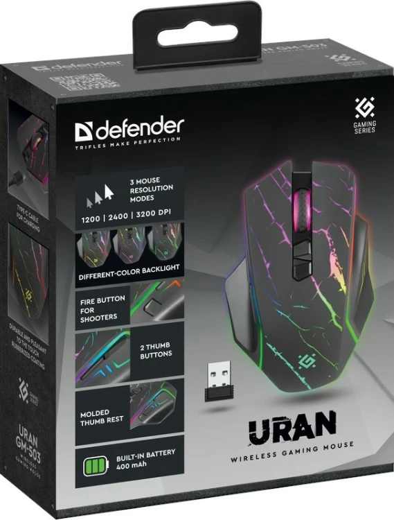 Maus wireless Defender URAN GM-503, 3200 DPI, 7 butona, i zi, me ndriçim