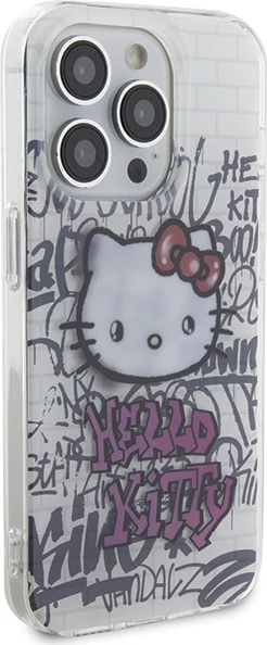 Mbështjellës Hello Kitty IML Kitty On Bricks Graffiti për iPhone 15 Pro, Bardhë