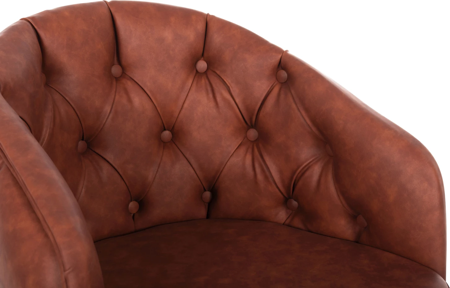 Fotel Loretta, lëkurë PU ngjyrë kafe e çelët, këmbë druri të zeza, FH9271.53, 53x60x82H cm