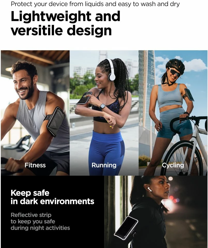 Mbështjellës sportiv për celular Spigen A703, deri 6.9 inç, i zi