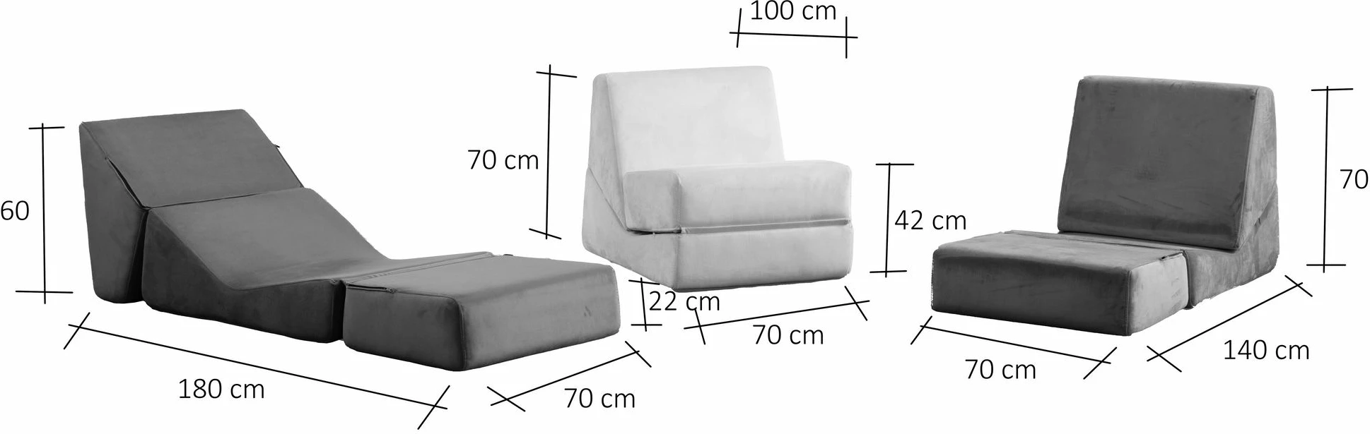 Krevat-karrige një vendës, ngjyrë krem e errët, Atelier del Sofa, Origami Convertable