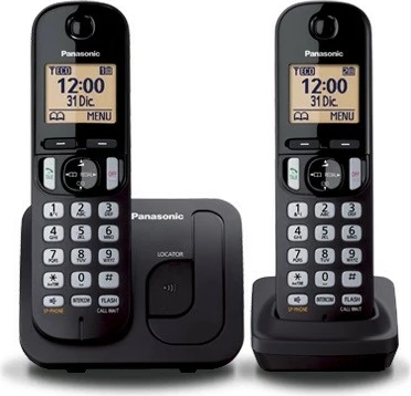 Telefon pa tel Panasonic KX-TGC212, me dorëz shtesë, i zi