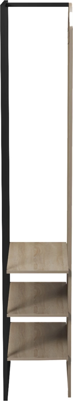 Varëse palltosh me rafte, metal i zi, melaminë Sonama, NINO FH18382.01, 53x31.5x180cm