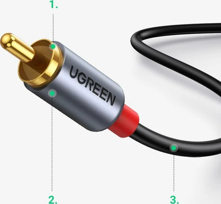 Kabllo audio USB-C në 2xRCA Ugreen CM451 (UGR1184BLK) 1.5 m, gri, 1 copë