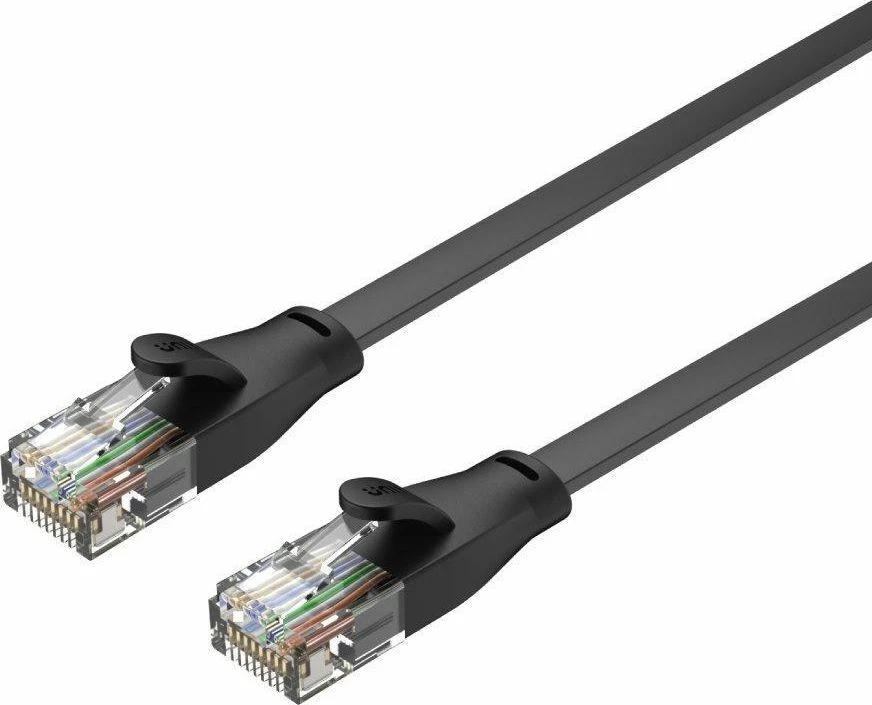 Kabl Ethernet Unitek C1811GBK Cat6 3m flat UTP RJ-45–RJ-45, e zezë, 1 copë